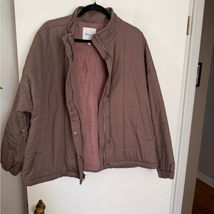 Madewell Dusty Mauve/light brown Quilted Jacket - Zip & Snap Front